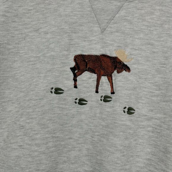 VTG 90s Men's Grey Badger Sport Moose Tracks Wilderness Crewneck Sweatshirt XL - Picture 3 of 6